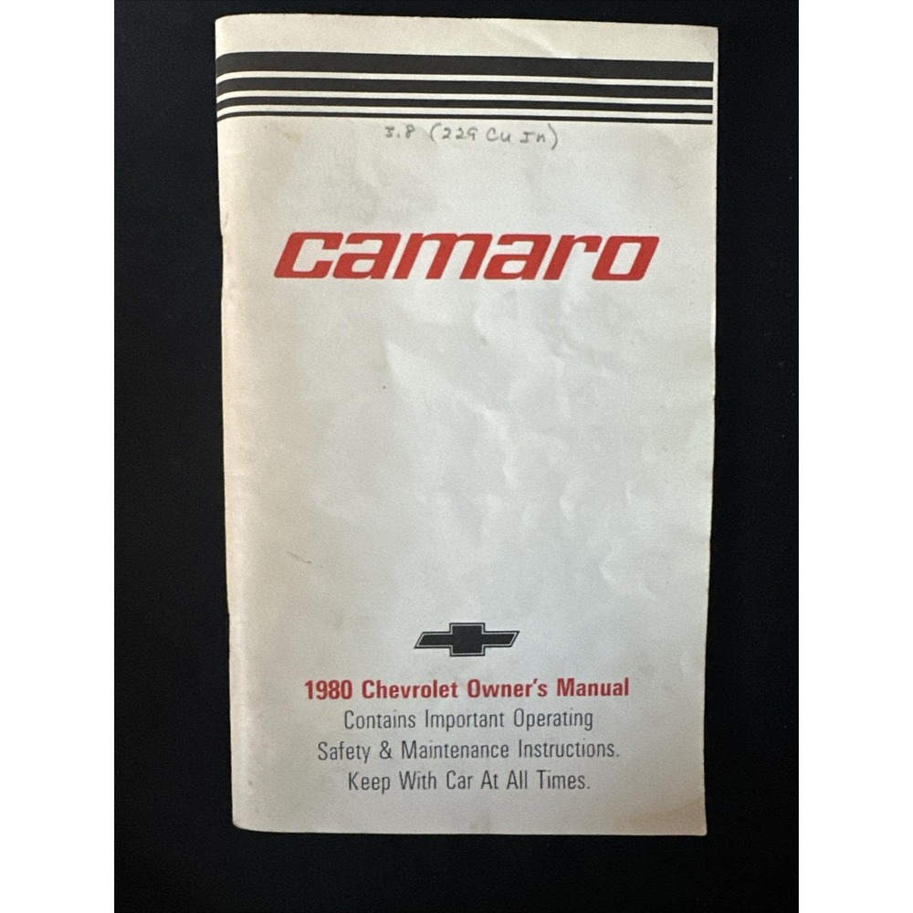 1980 Chevrolet Camaro Owners Manual‎ Reproduction Reprint